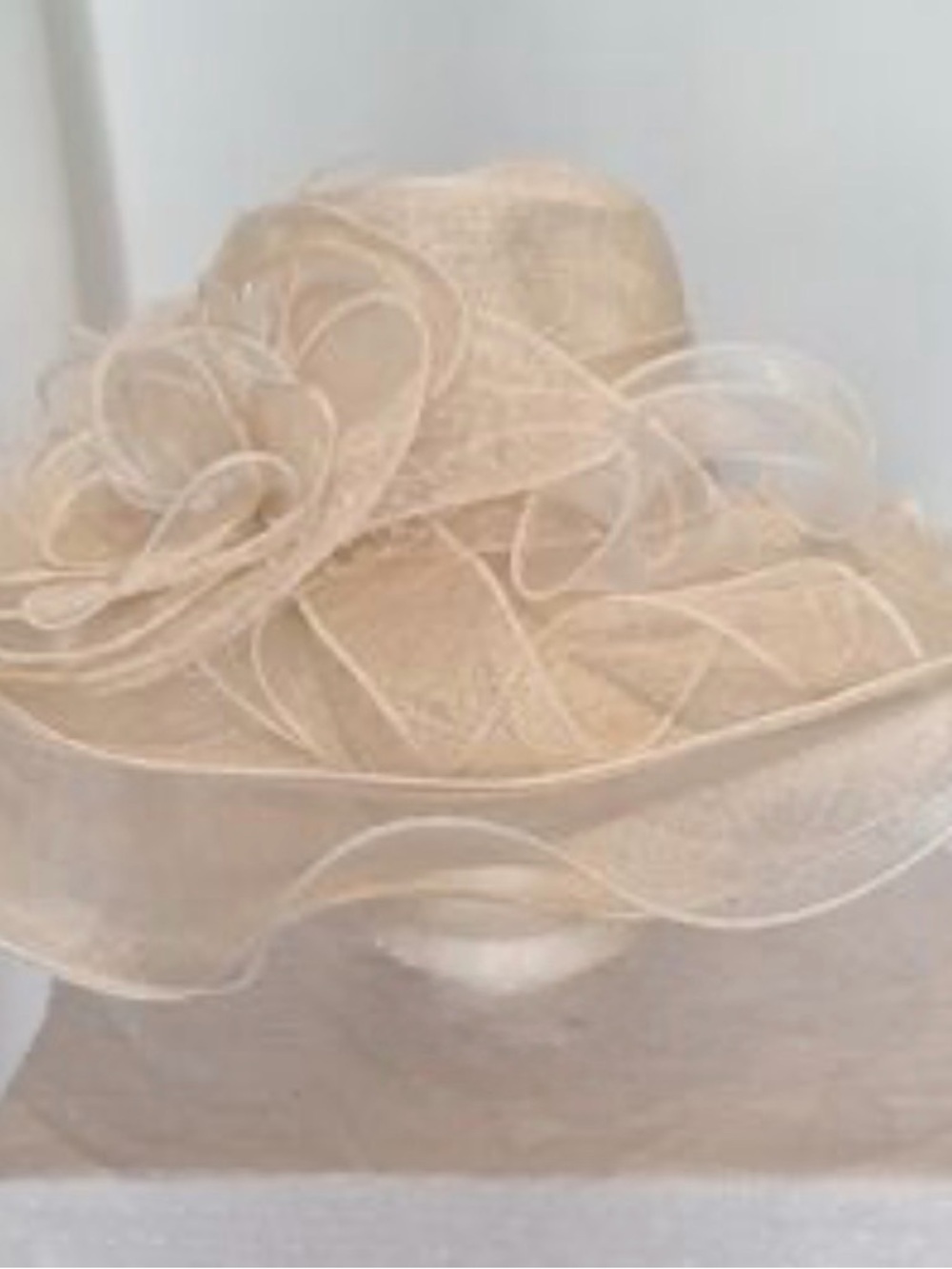 Beige Floral Accent Ladies Dress Hat